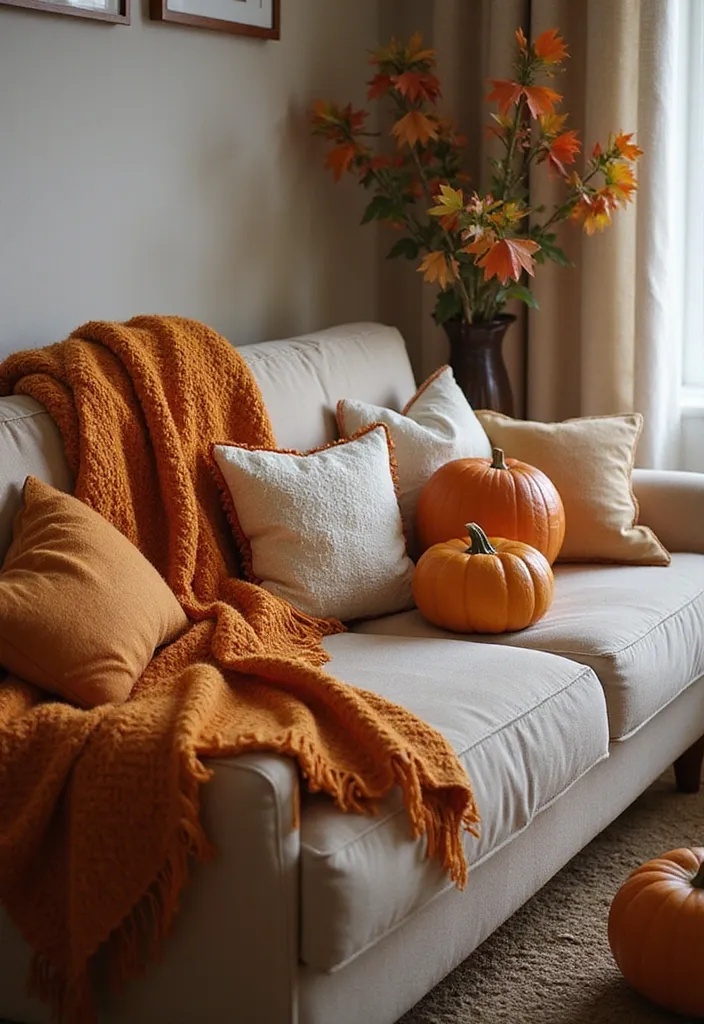 25 Fall Apartment Decor Ideas That Will Cozy Up Your Space Like Never Before! - 1. Embrace Warm Throws