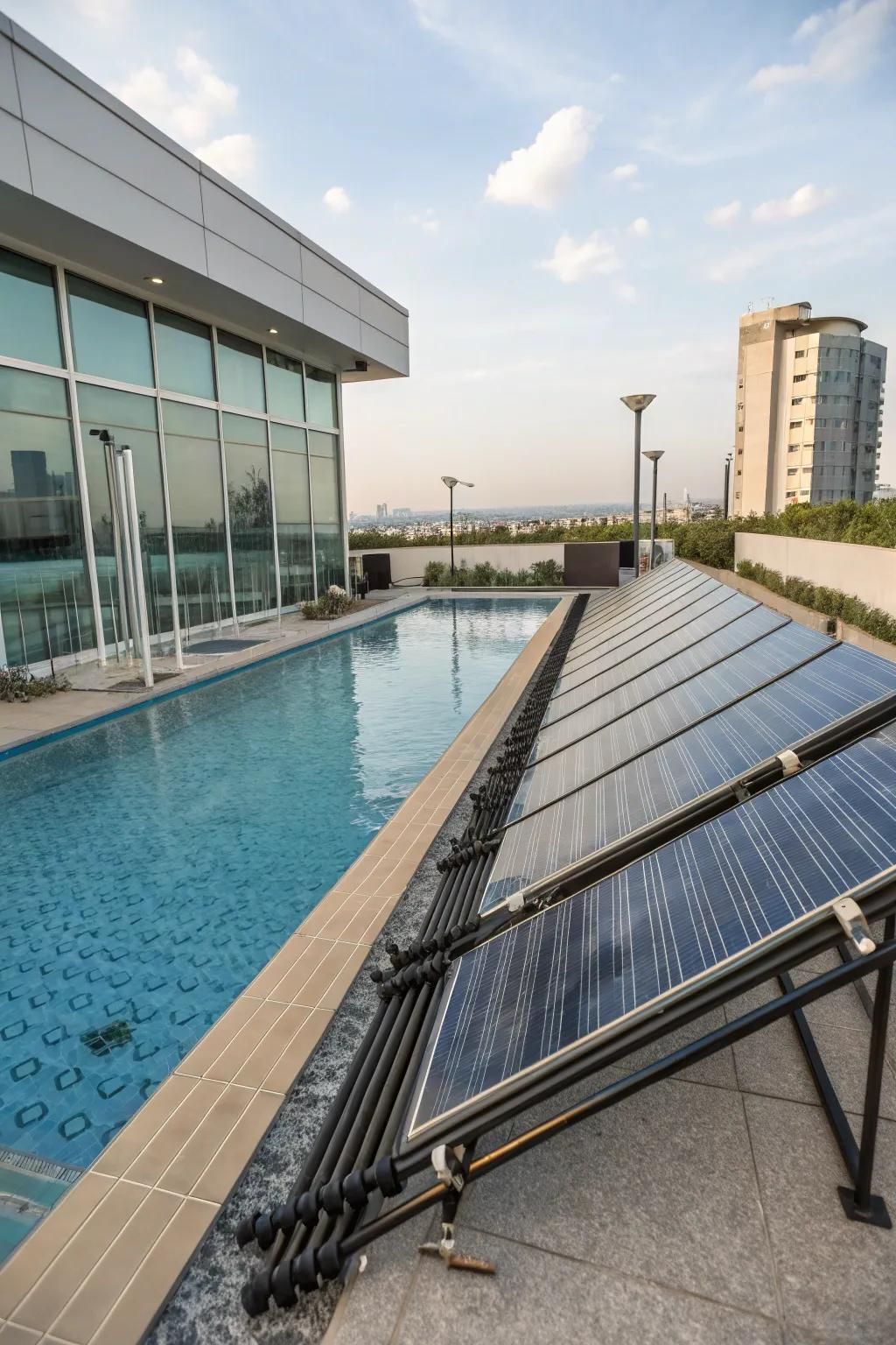 Solar water heaters offer an eco-friendly way to keep your pool warm.