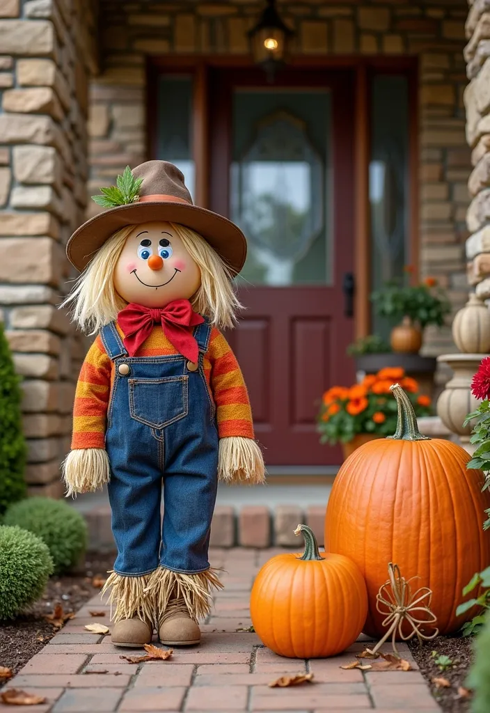 27+ Perfect Fall Porch Decor Ideas - 16. Scarecrows for Fun