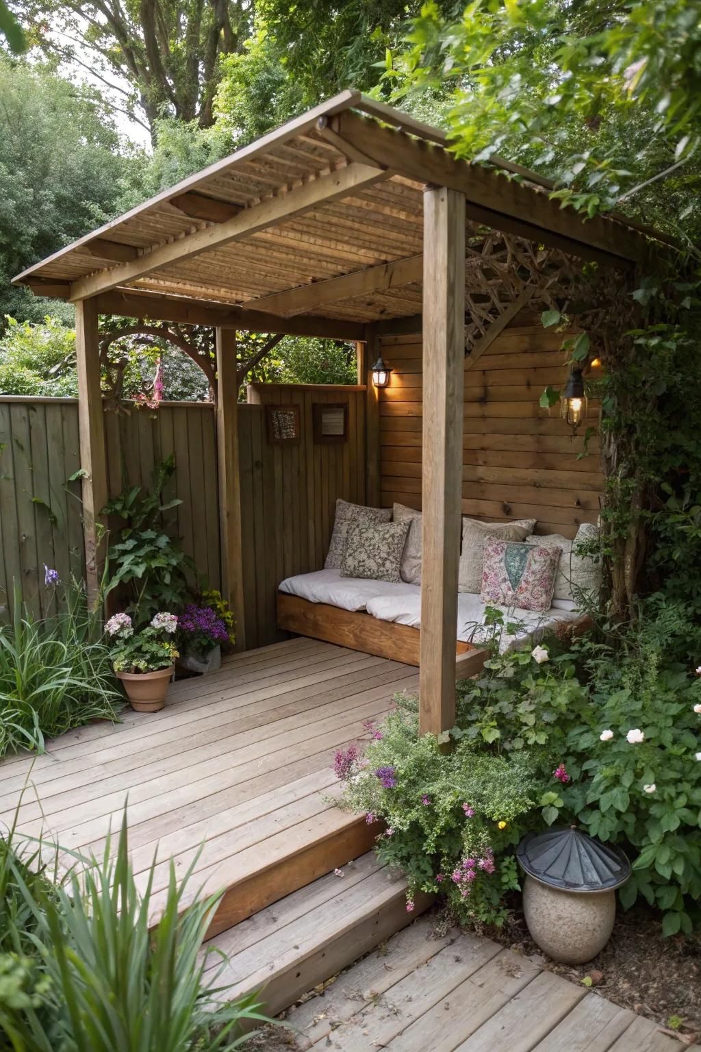 Covered alcoves: cozy retreats without the full cover.