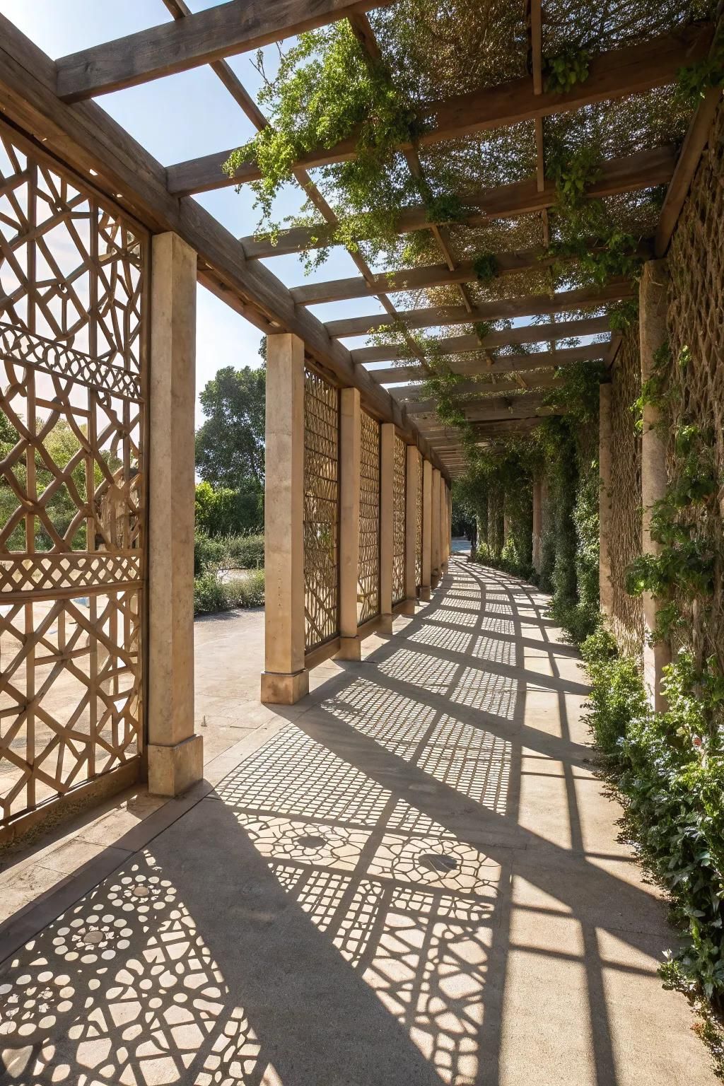 Geometric screens add artistic flair and dynamic design.