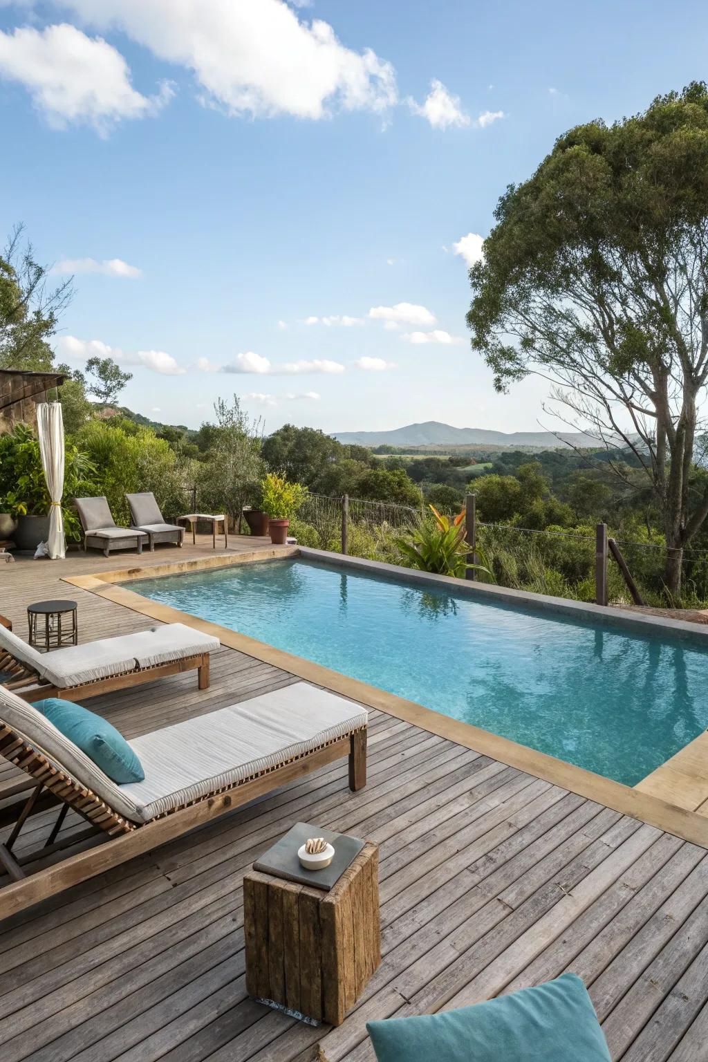 Wooden decking adds warmth and style to your pool area.