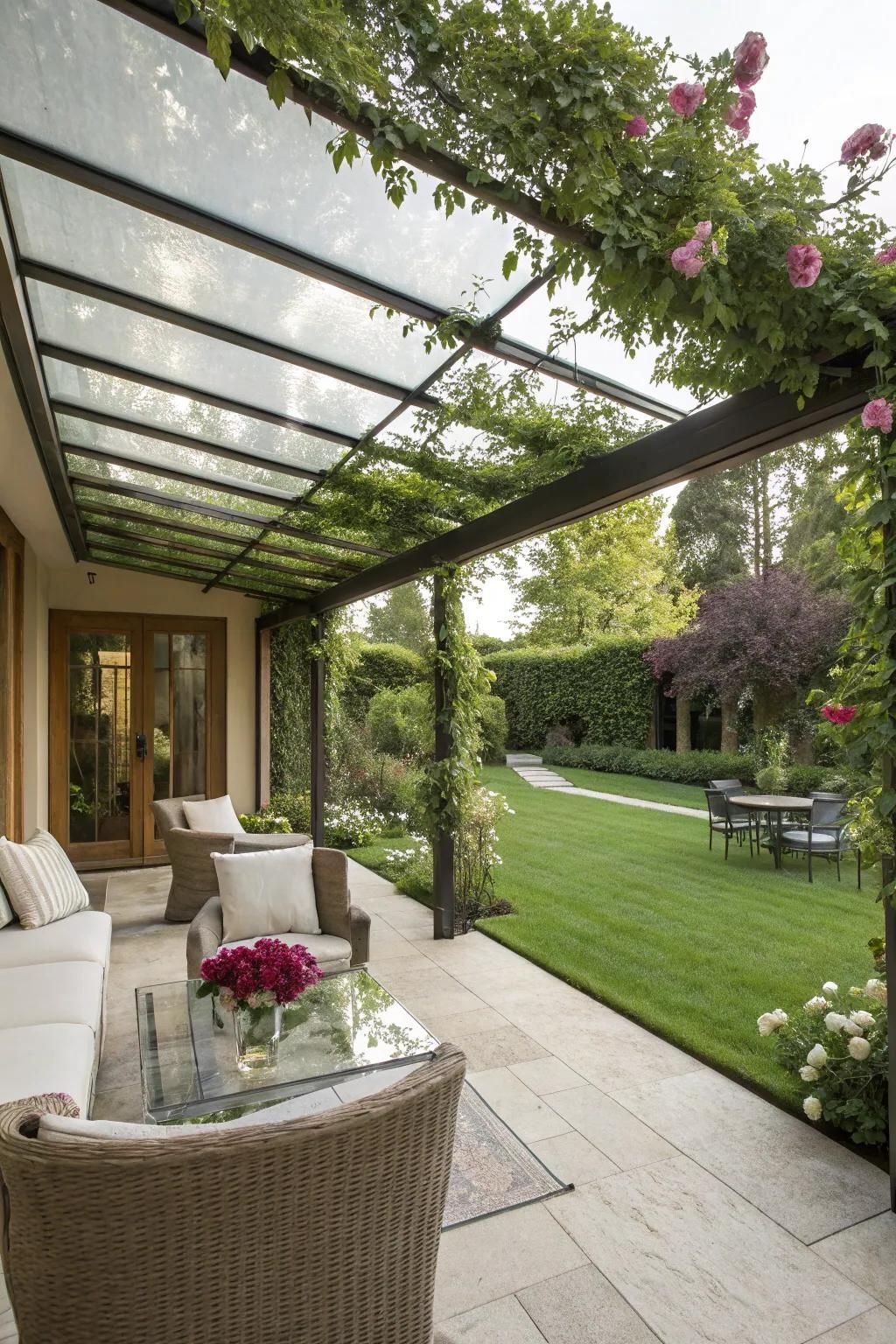 Sliding glass covers offer elegance and protection.