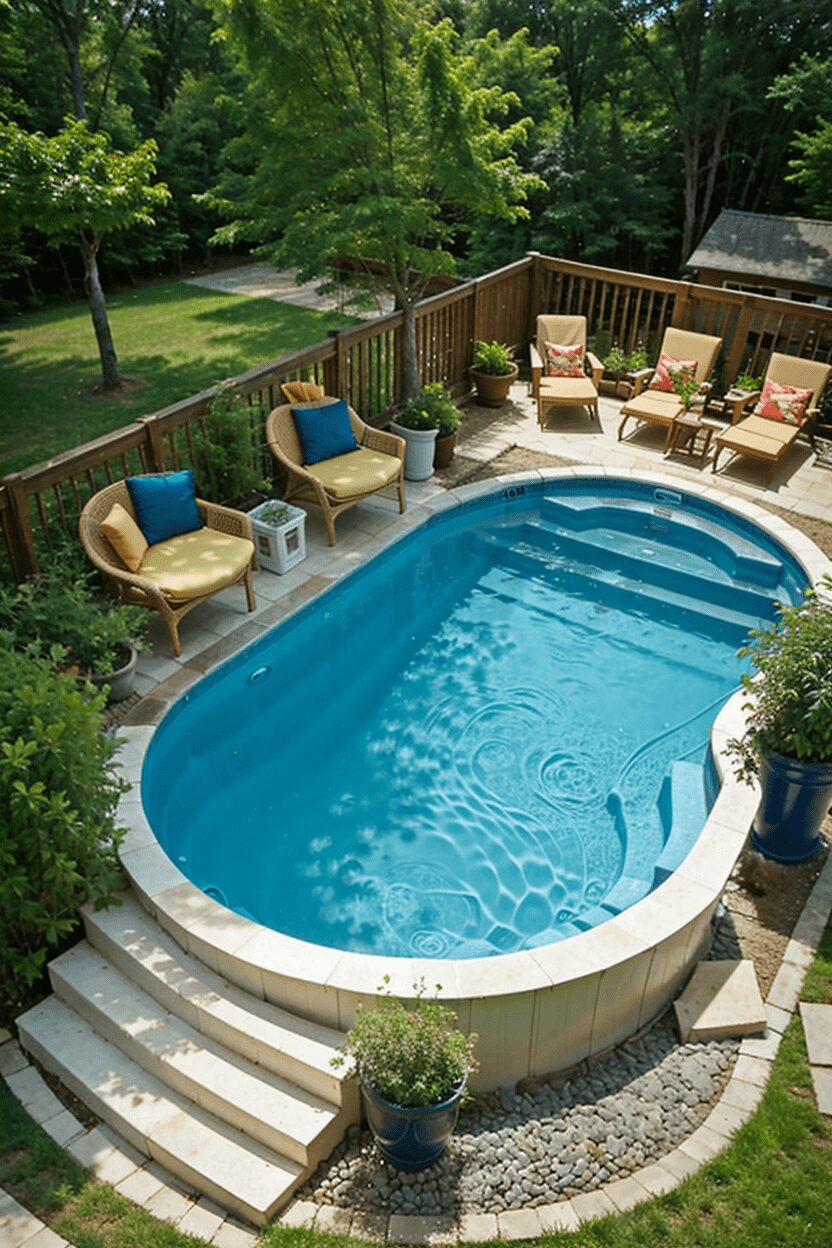 above ground pool with chairs