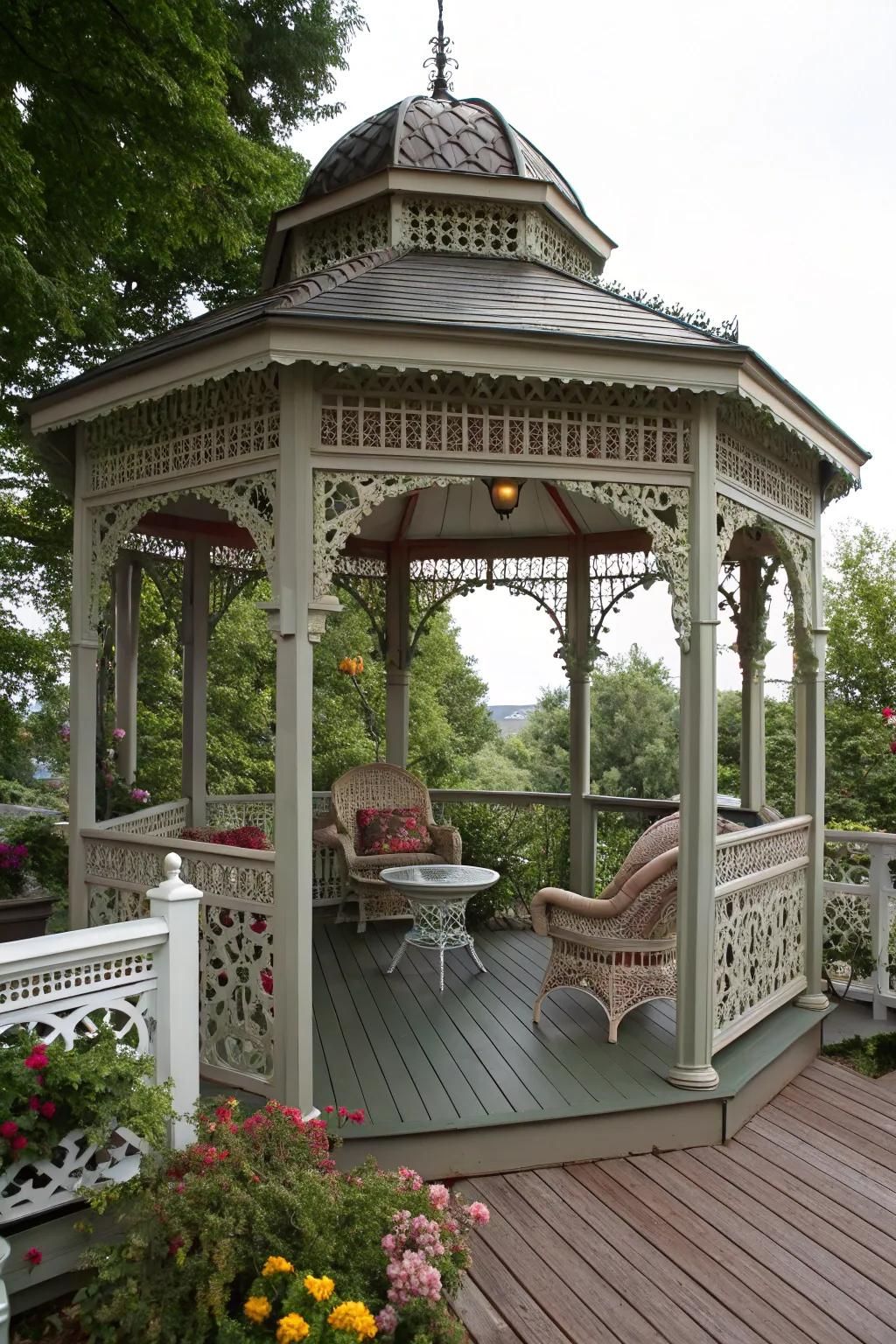Add elegance to your deck with a Victorian-style gazebo.