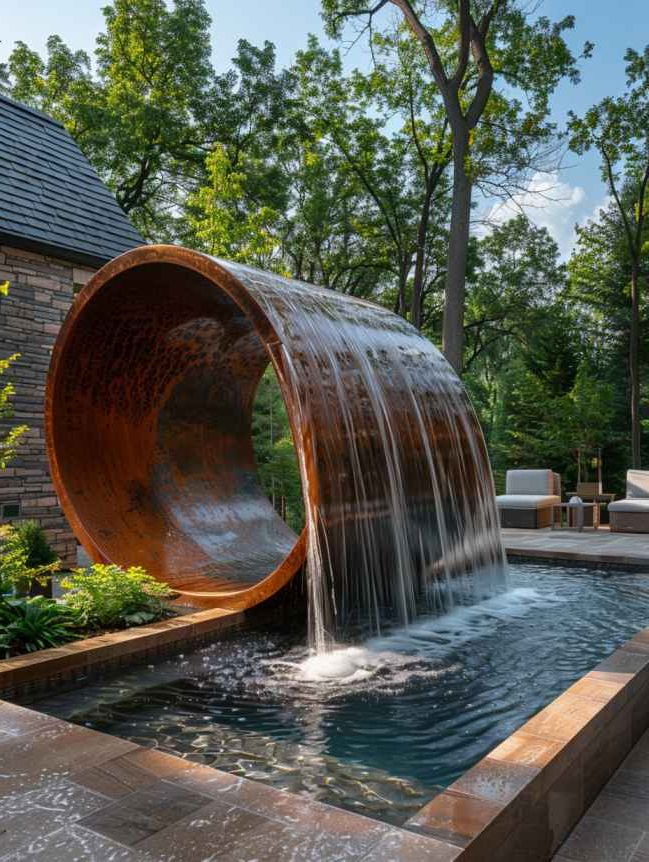 Small Backyard Pool Ideas with Waterfall