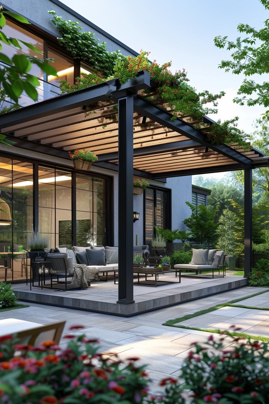 4. Sleek Modern Pergola Patio Inspiration-1