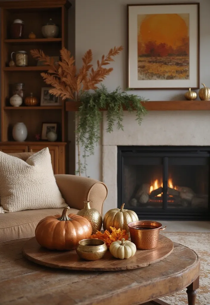 25 Fall Apartment Decor Ideas That Will Cozy Up Your Space Like Never Before! - 20. Incorporate Warm Metallics