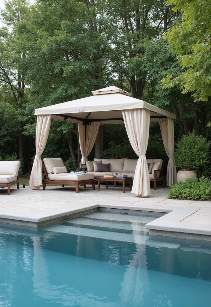 25 Luxurious Backyard Pool Designs You Have to See to Believe! - 9. Poolside Cabana Retreat