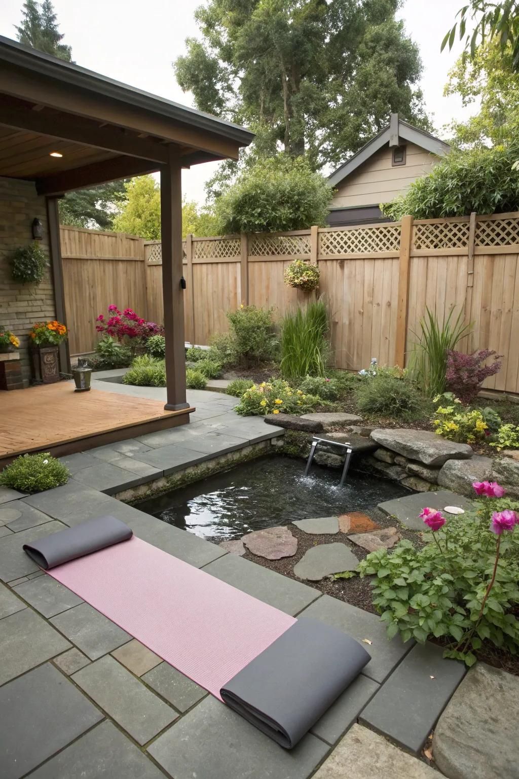 A dedicated yoga space for mindfulness and relaxation.