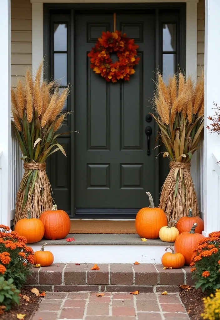 27+ Perfect Fall Porch Decor Ideas - 19. Decorative Cornstalks