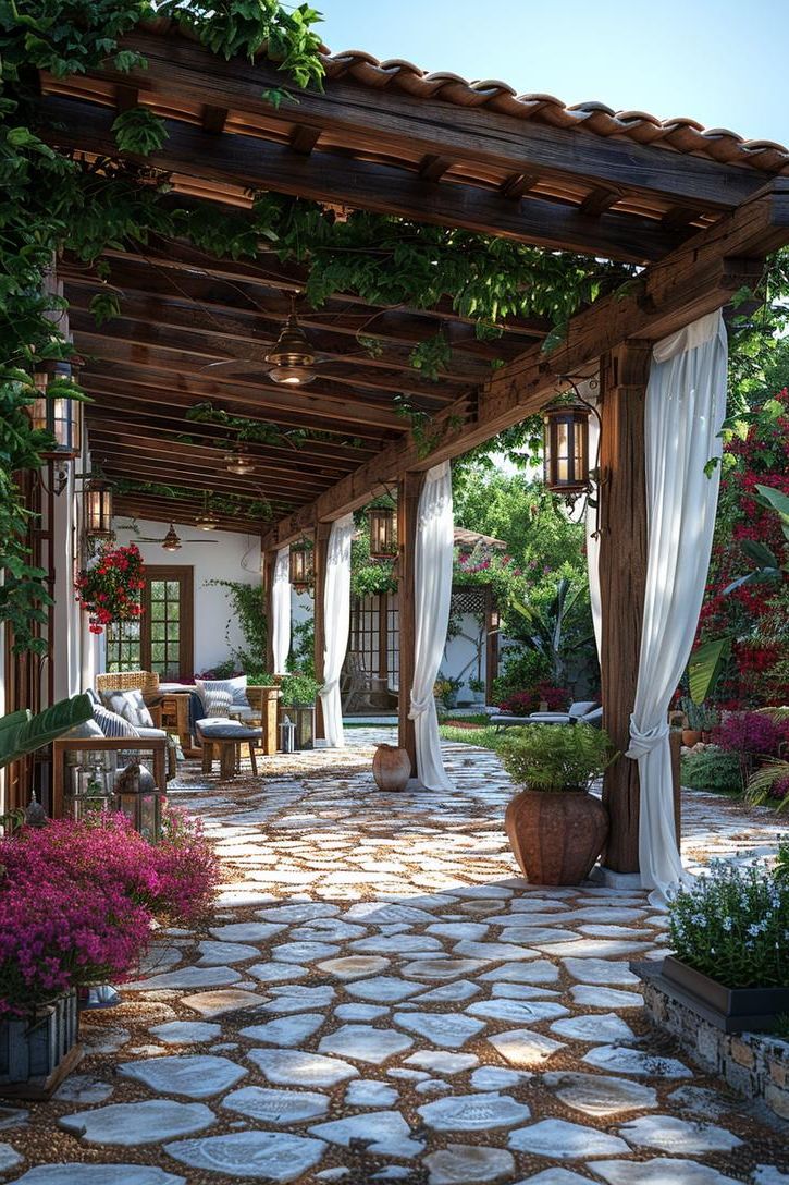 3. Rustic Draped Pergola Inspiration-2