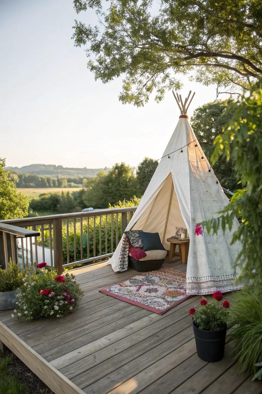 Conical tents add whimsy and shade to any deck.