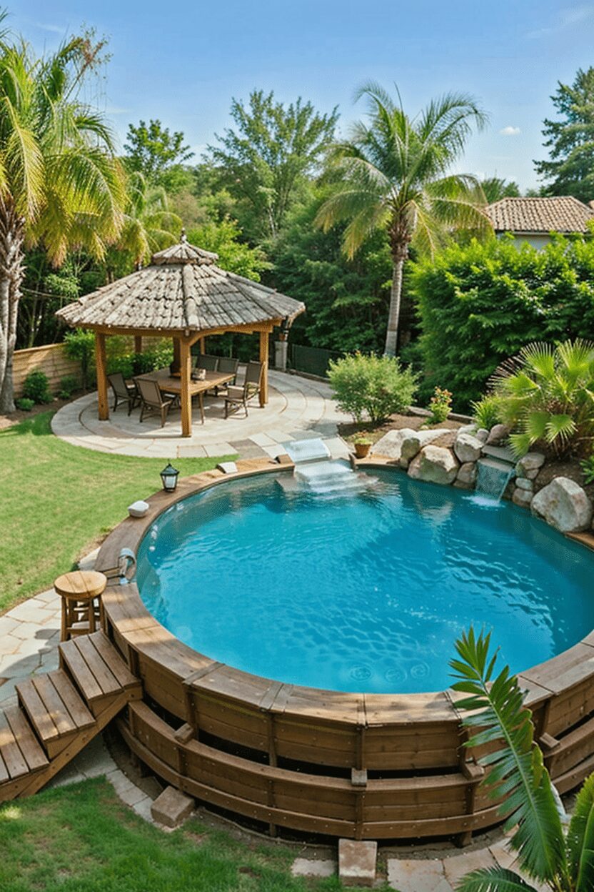 Tropical Oasis in an Average American Backyard style pool above ground