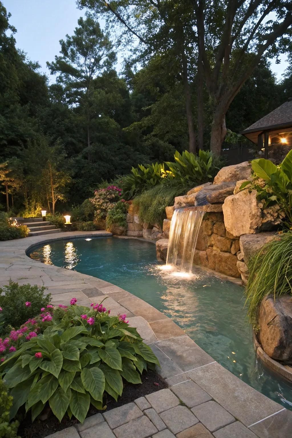 Water features add tranquility to any pool.