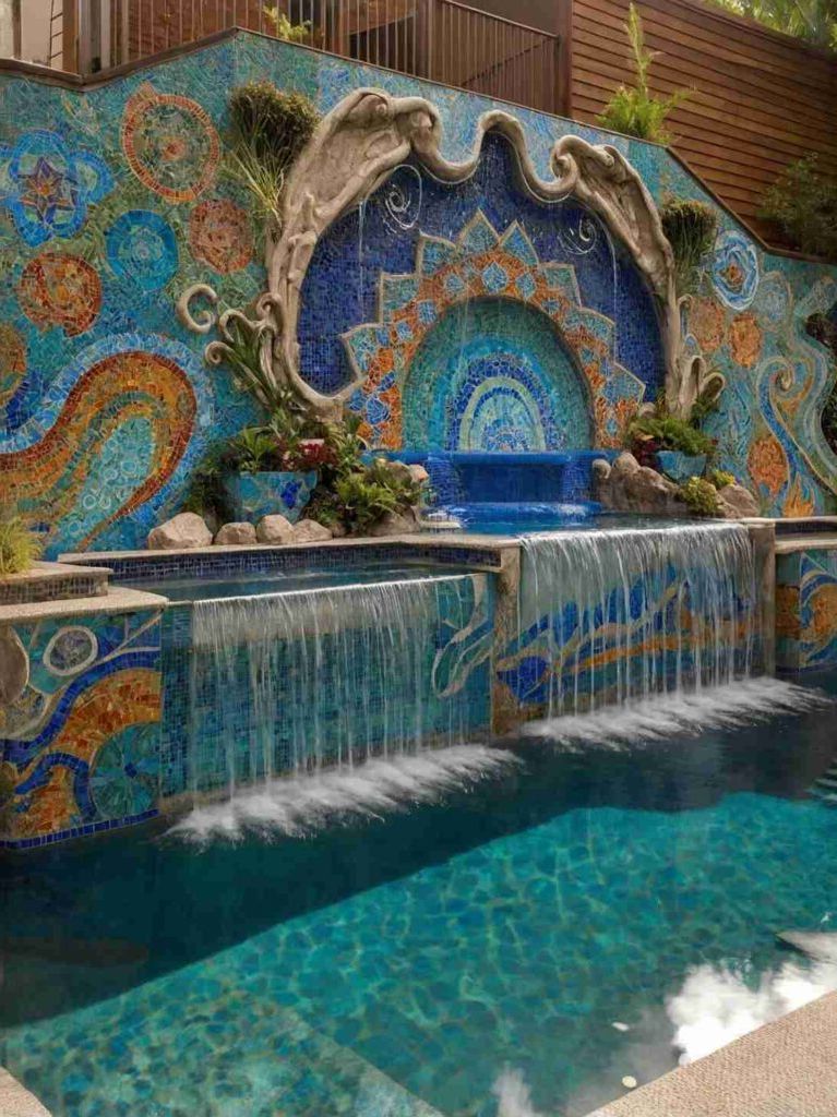 Small Backyard Pool Ideas with Waterfall