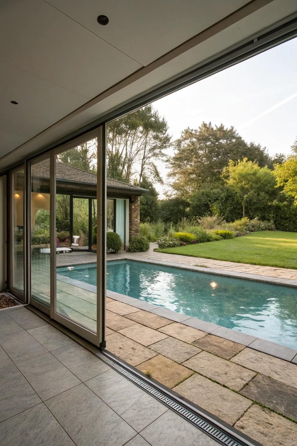 Effortless indoor-outdoor living with a side pool.
