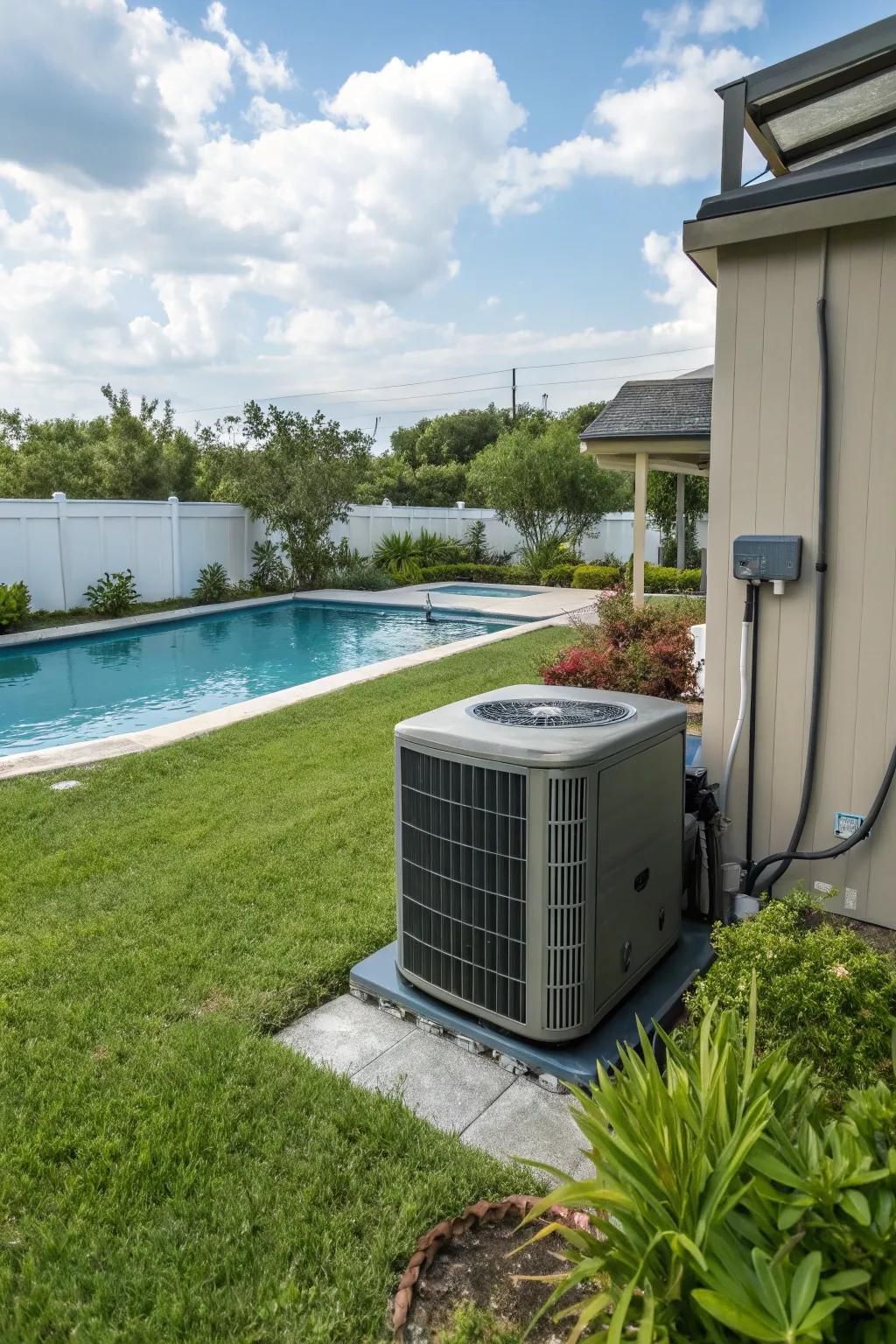 Pool heat pumps efficiently warm your pool using air temperature.