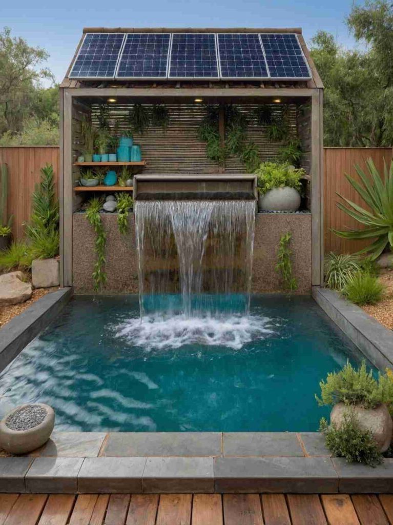Small Backyard Pool Ideas with Waterfall
