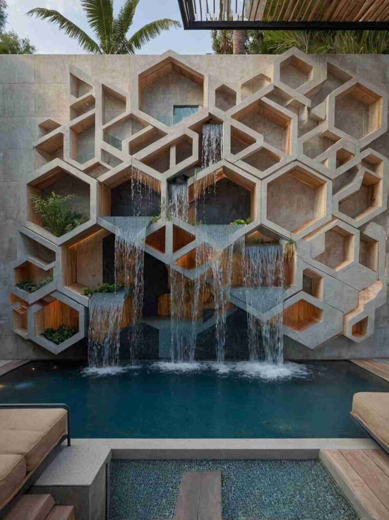 Small Backyard Pool Ideas with Waterfall