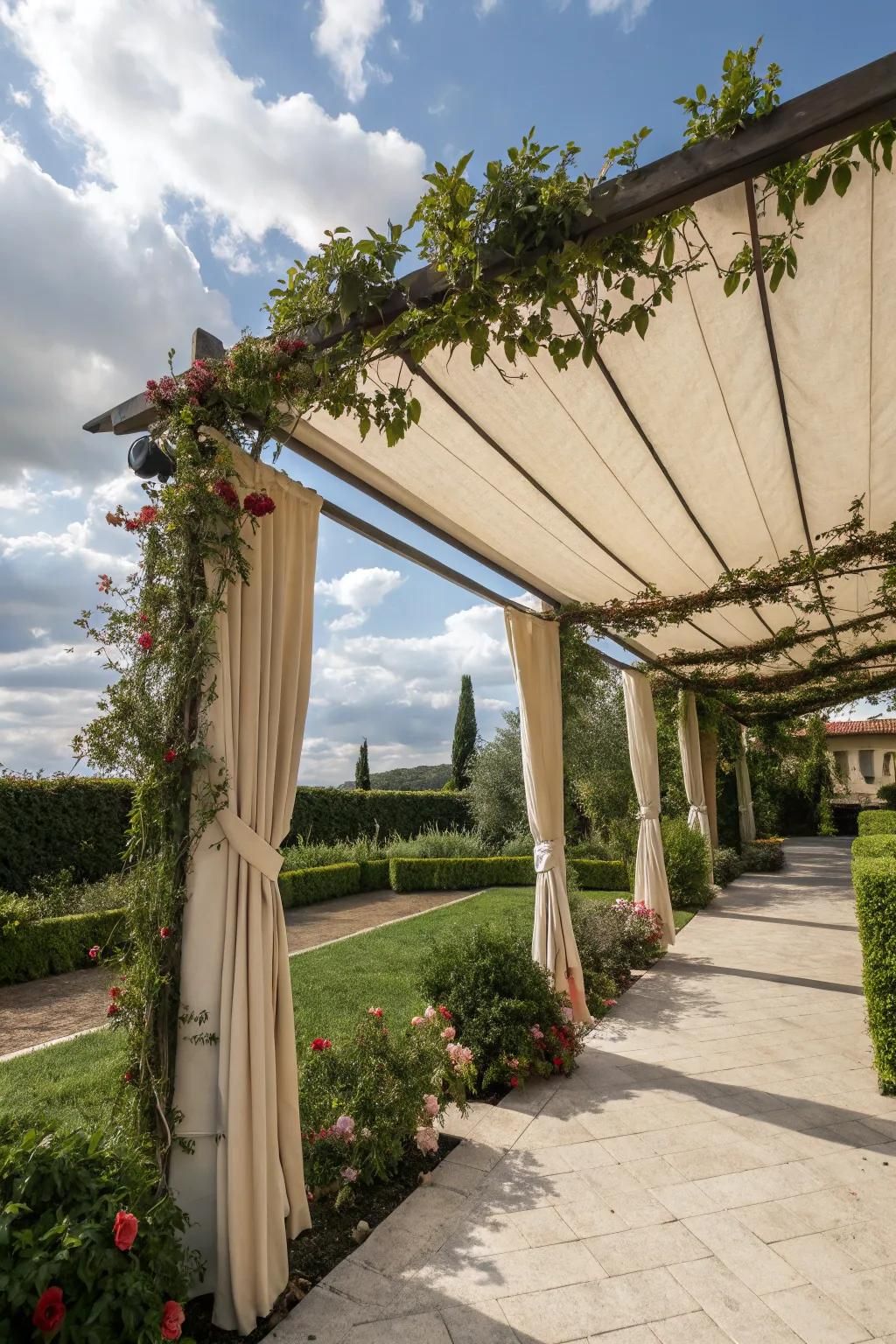 Fabric walls add privacy and elegance to traditional canopies.