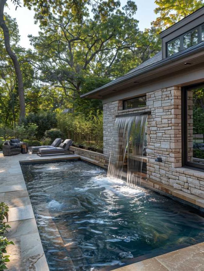 Small Backyard Pool Ideas with Waterfall