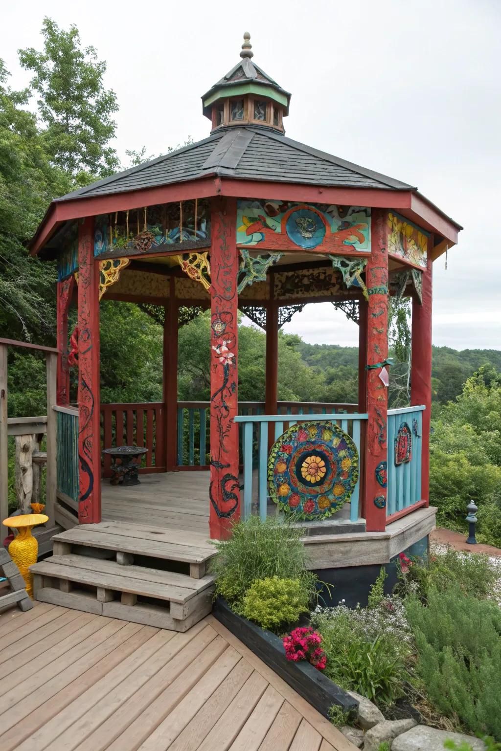 Express creativity with an artistic gazebo on your deck.