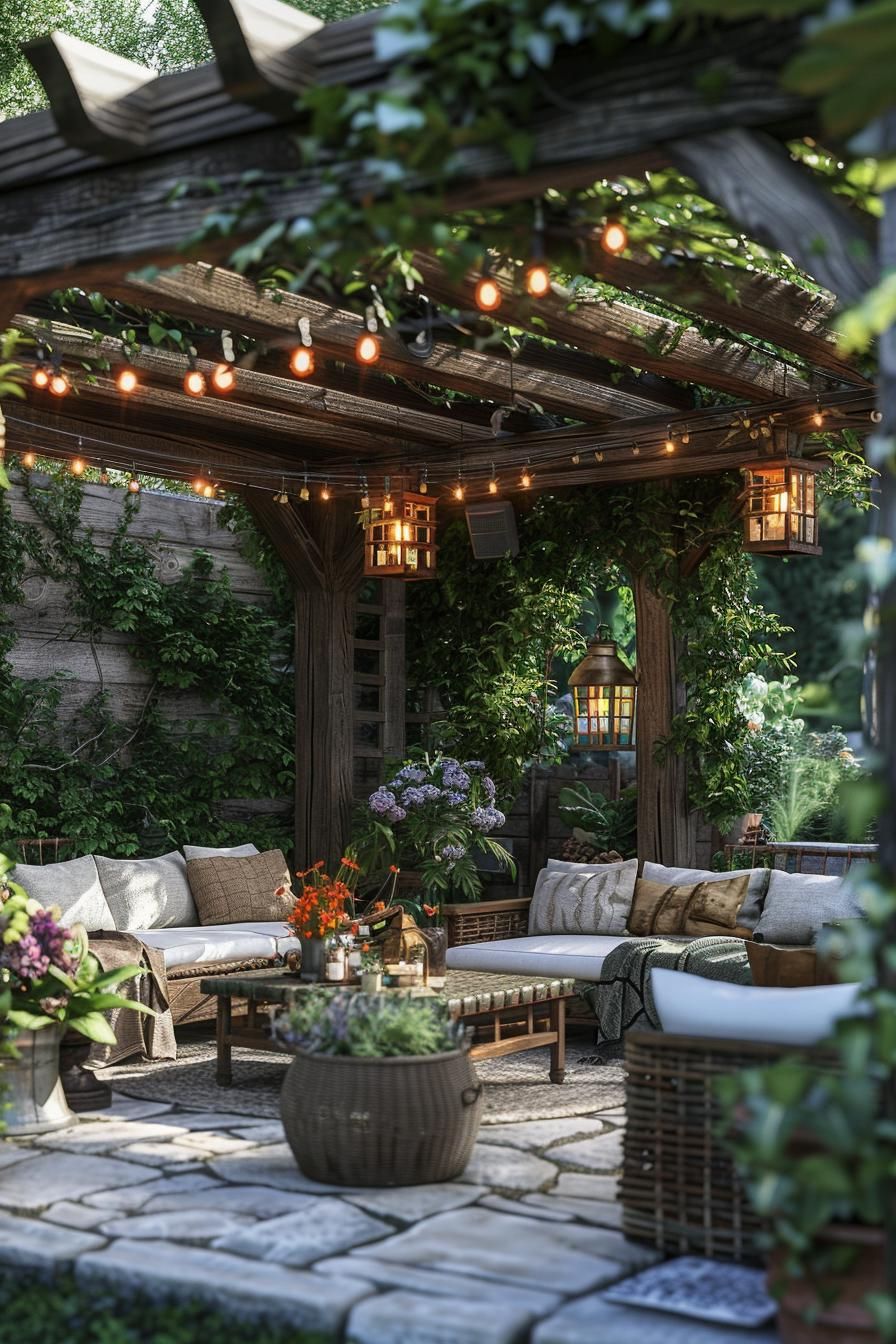 3. Charming Countryside Pergola Patio Design-0