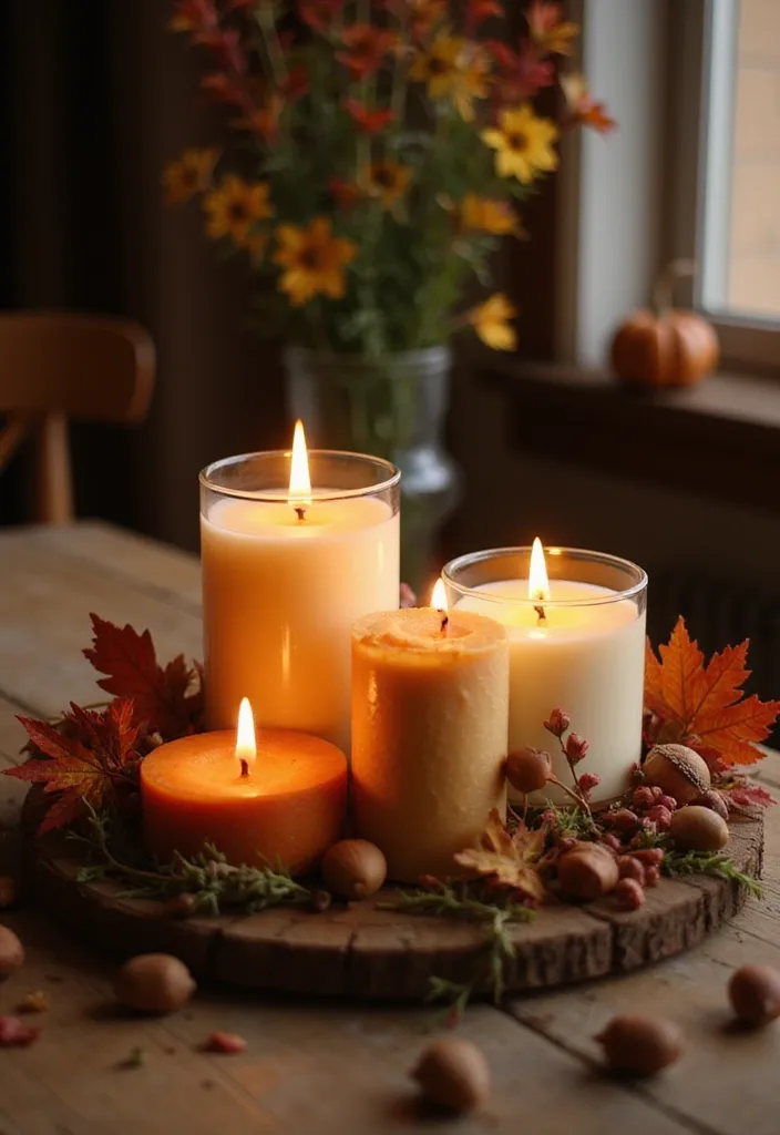 25 Fall Apartment Decor Ideas That Will Cozy Up Your Space Like Never Before! - 4. Seasonal Candle Displays