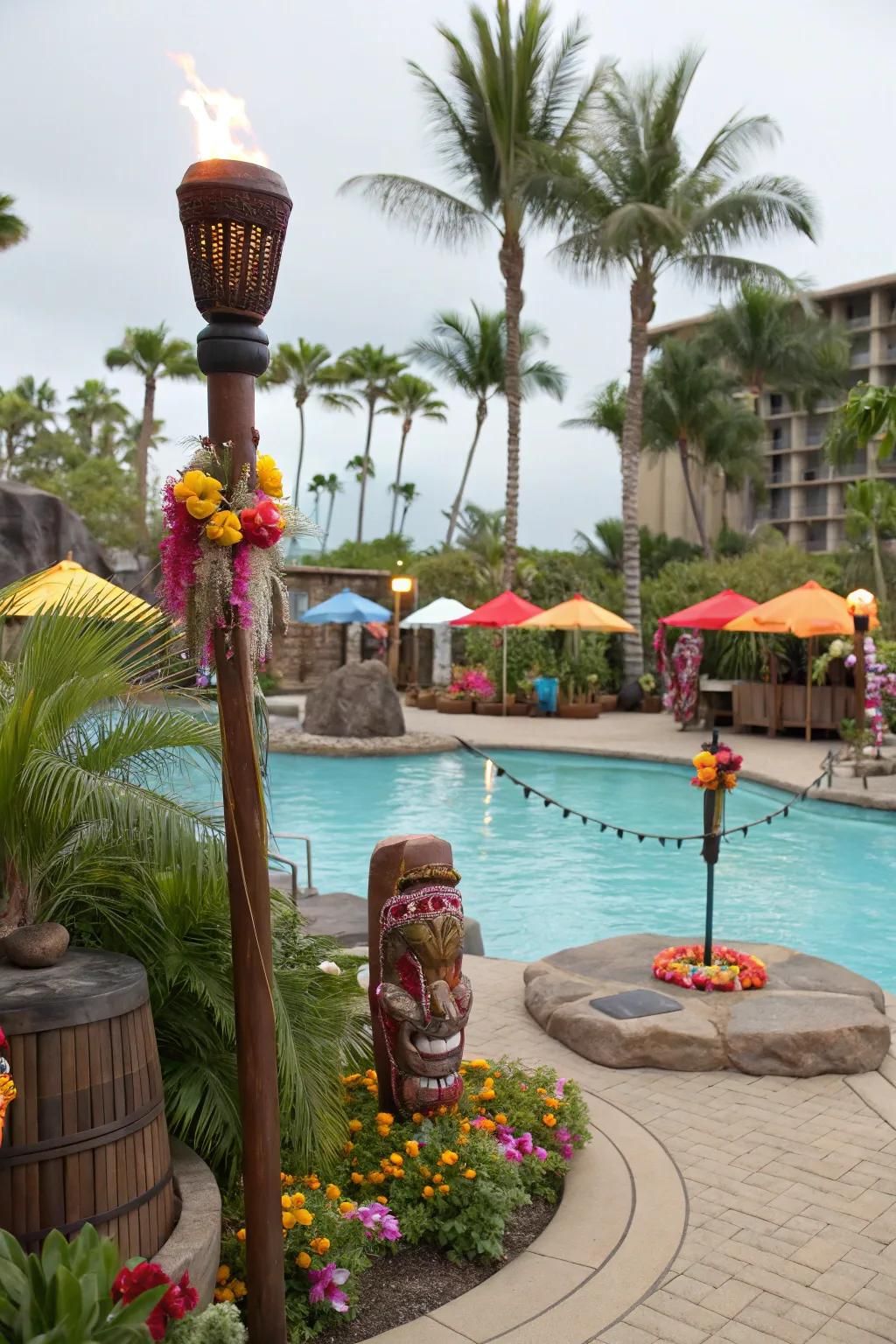A tropical luau brings an island vibe to your pool party.