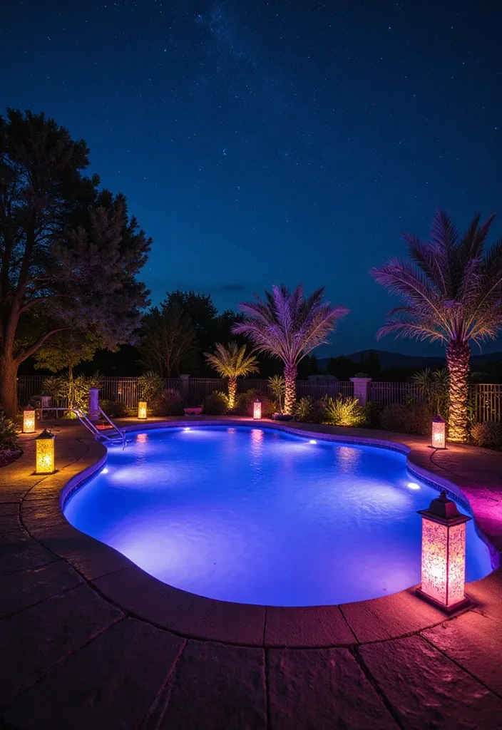 25 Luxurious Backyard Pool Designs You Have to See to Believe! - 11. Nighttime Illumination