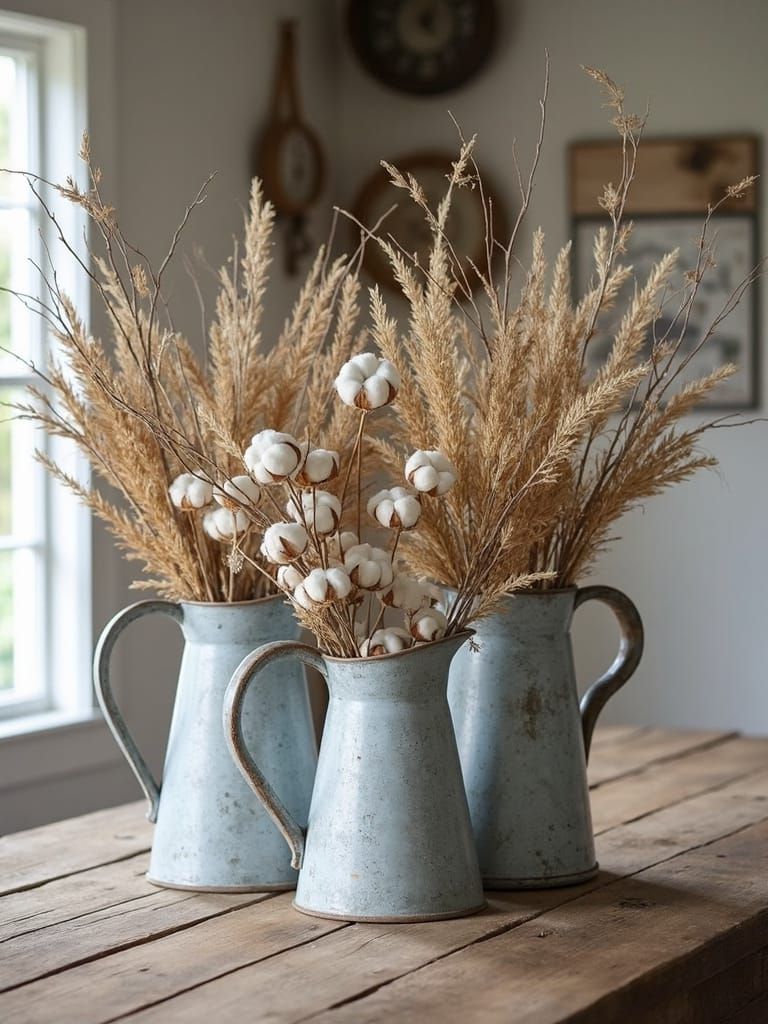 rustic pitcher floral displays