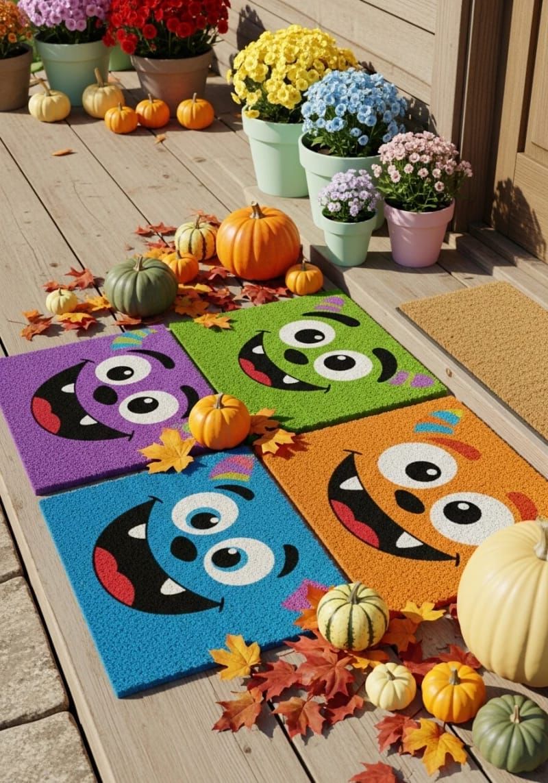 friendly monster face doormats 1
