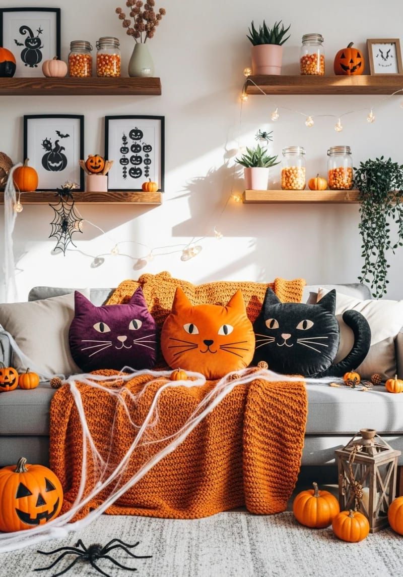 cat-shaped velvet throw pillows 1