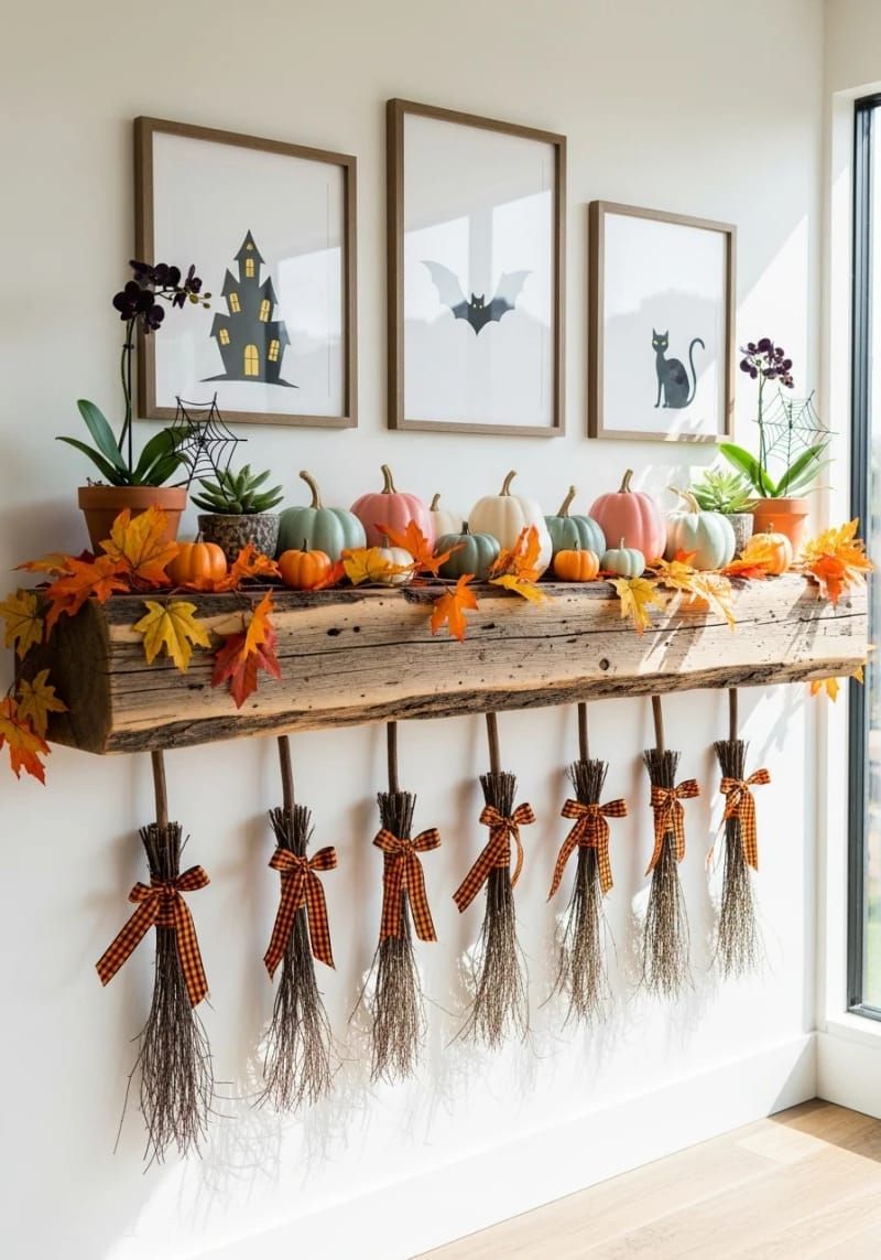 mini broomstick bundles tied with gingham ribbon 1