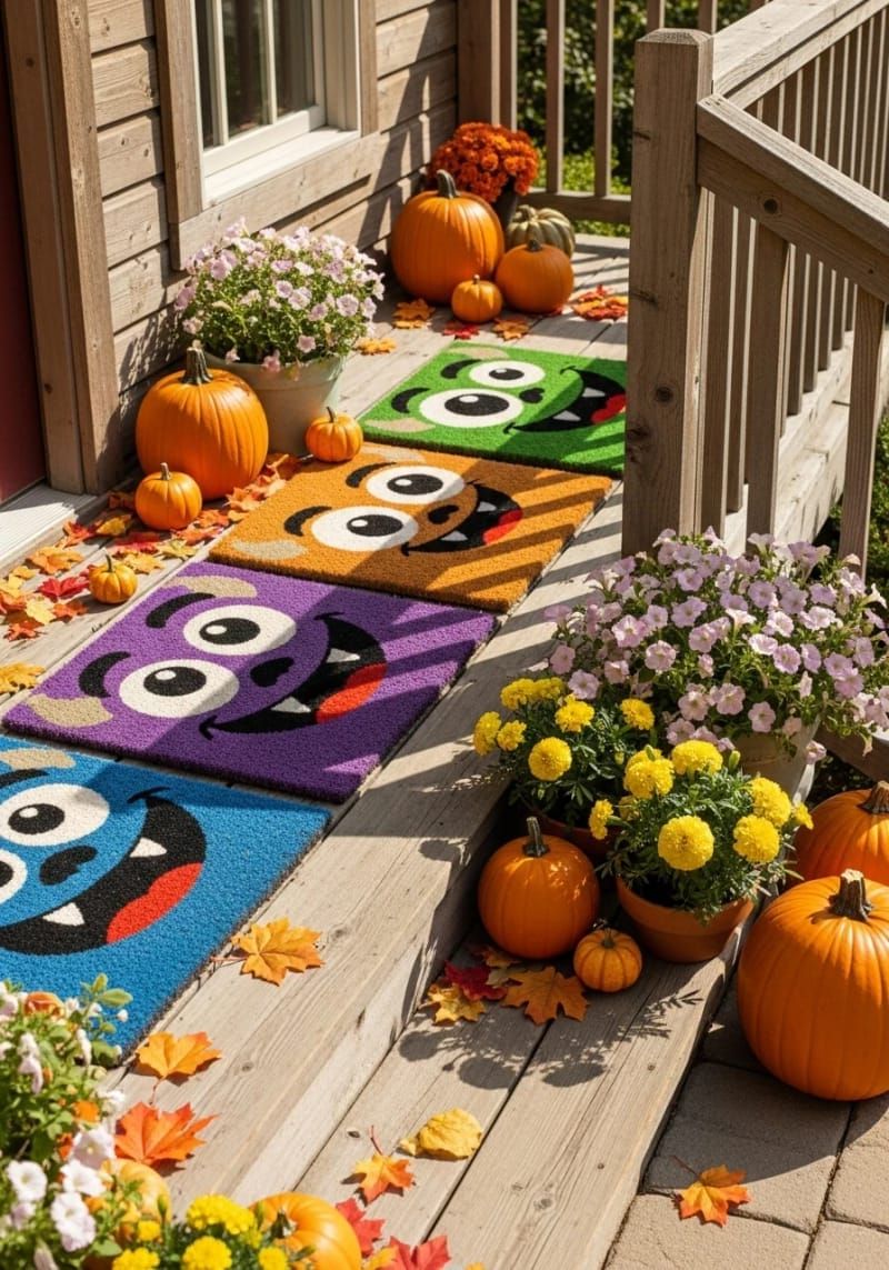 friendly monster face doormats 1