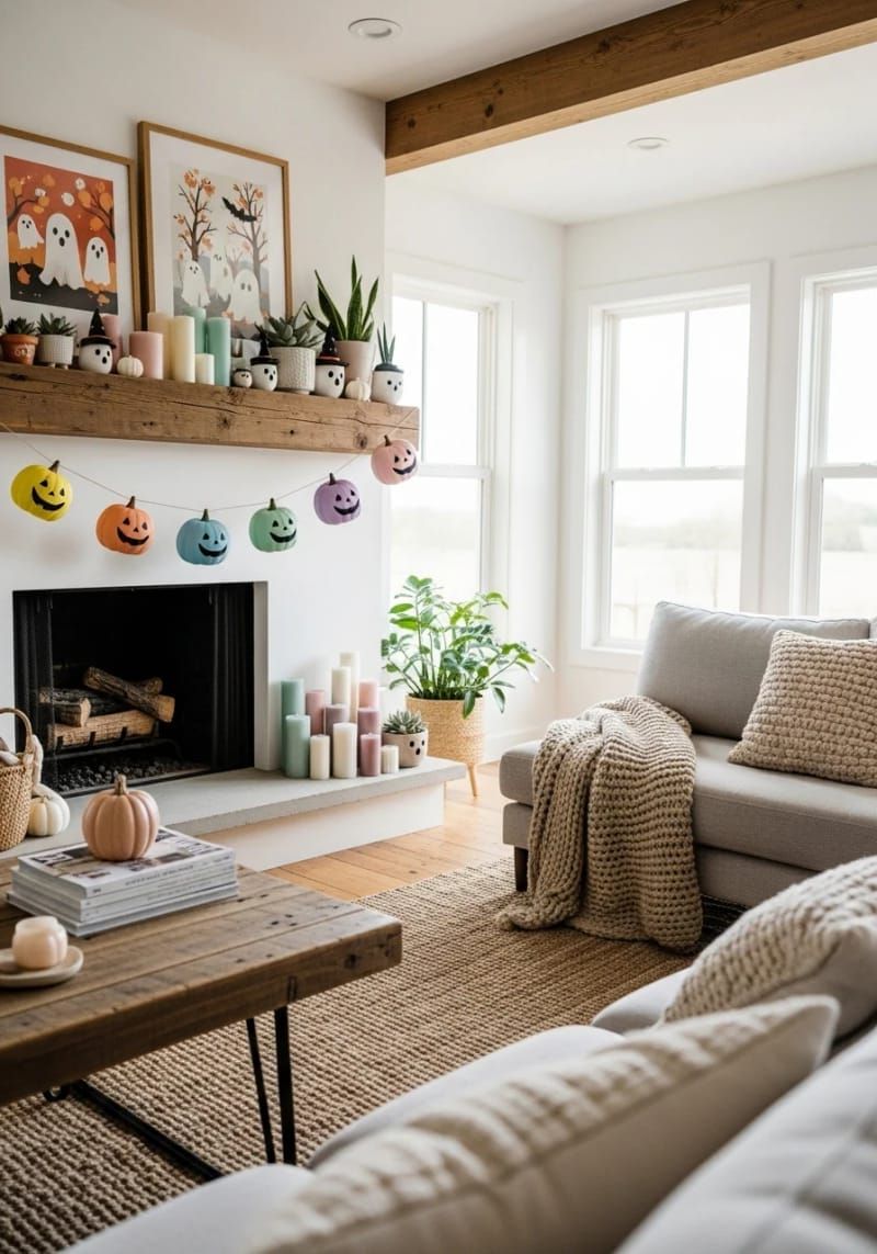 mini pumpkin garlands with pastel painted faces 1