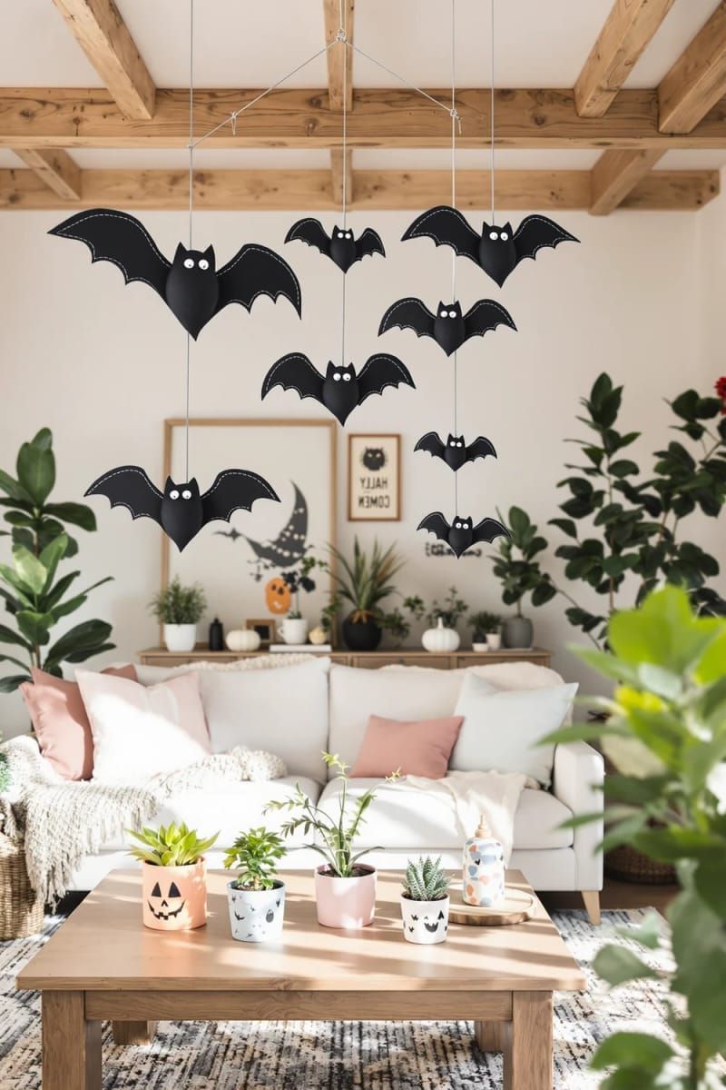 felt bat mobiles hanging from the ceiling 1