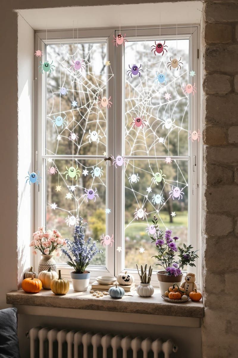 kawaii spider web window clings 1