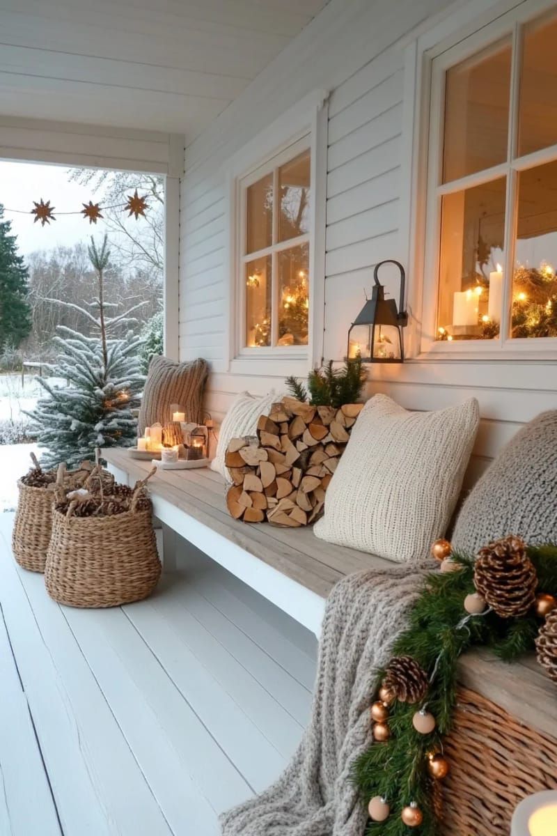scandinavian-inspired garland of wooden beads and pinecones on the wall 1
