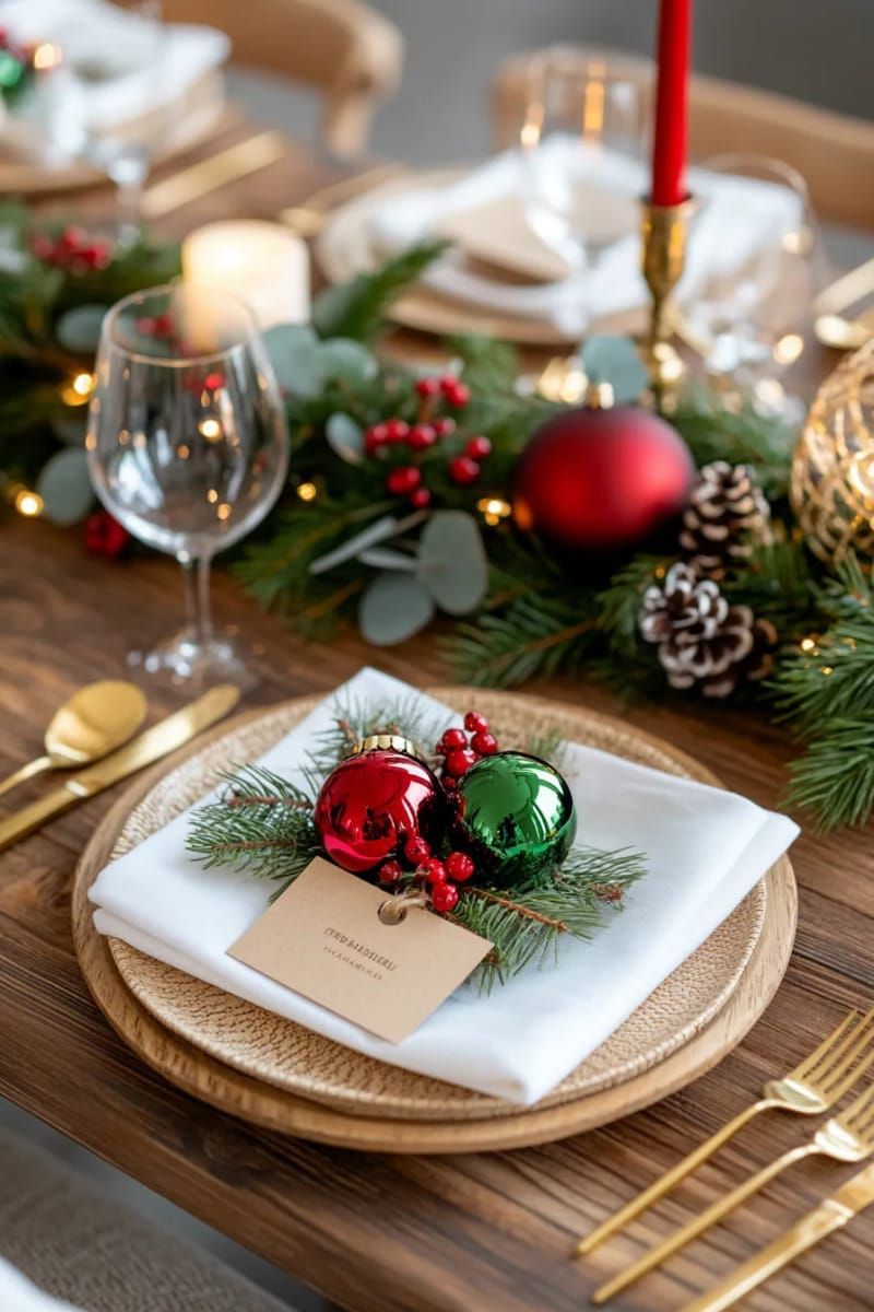 diy ornament place cards with names tied in twine 1
