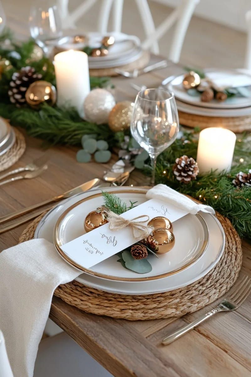 diy ornament place cards with names tied in twine 1