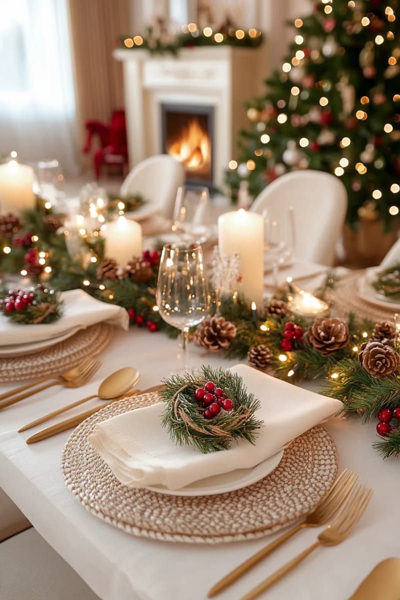 mini wreaths as napkin rings at every setting 1