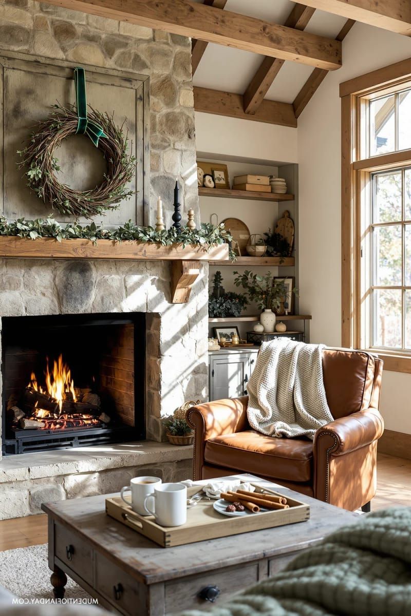 woven wreath with fresh greenery and a single velvet ribbon 1