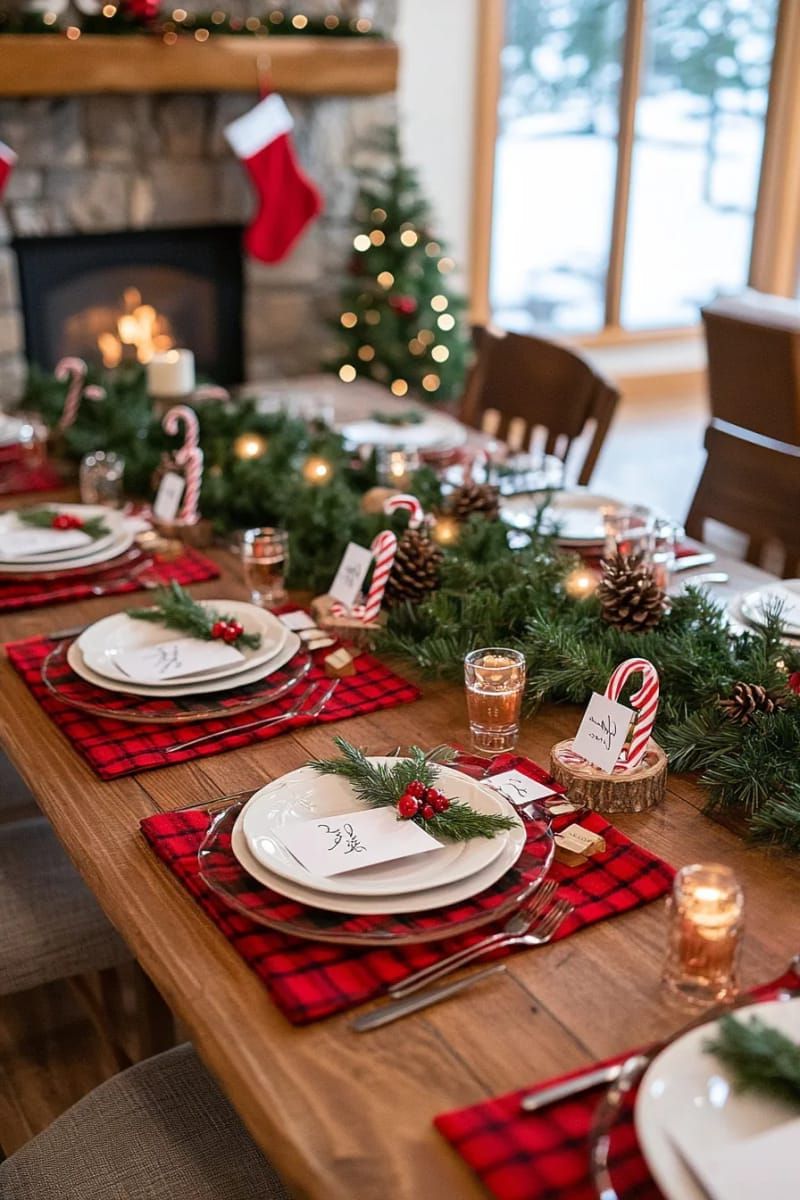 candy cane place card holders with handwritten tags for christmas dinner 1