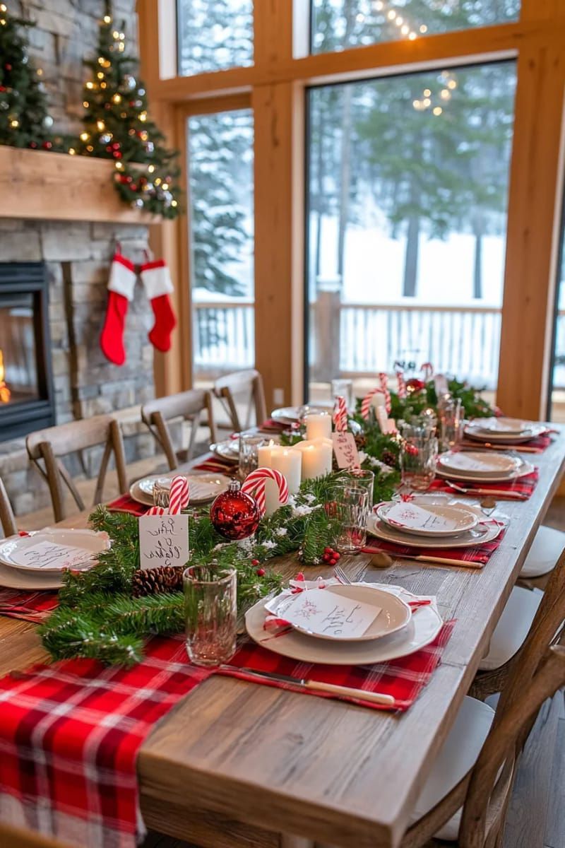 candy cane place card holders with handwritten tags for christmas dinner 1