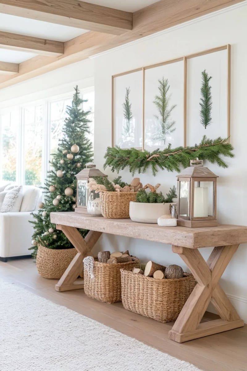 watercolor evergreen forest prints for a calming neutral christmas vibe 1