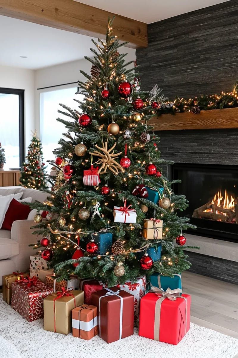 miniature wrapped presents as tree ornaments for playful holiday spirit 1
