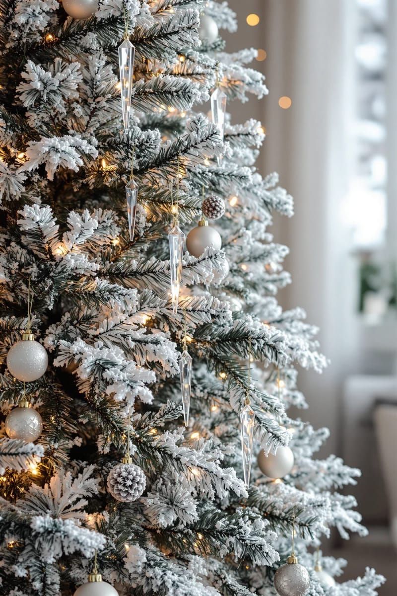glass icicles and snowy branches for an enchanted forest tree 1