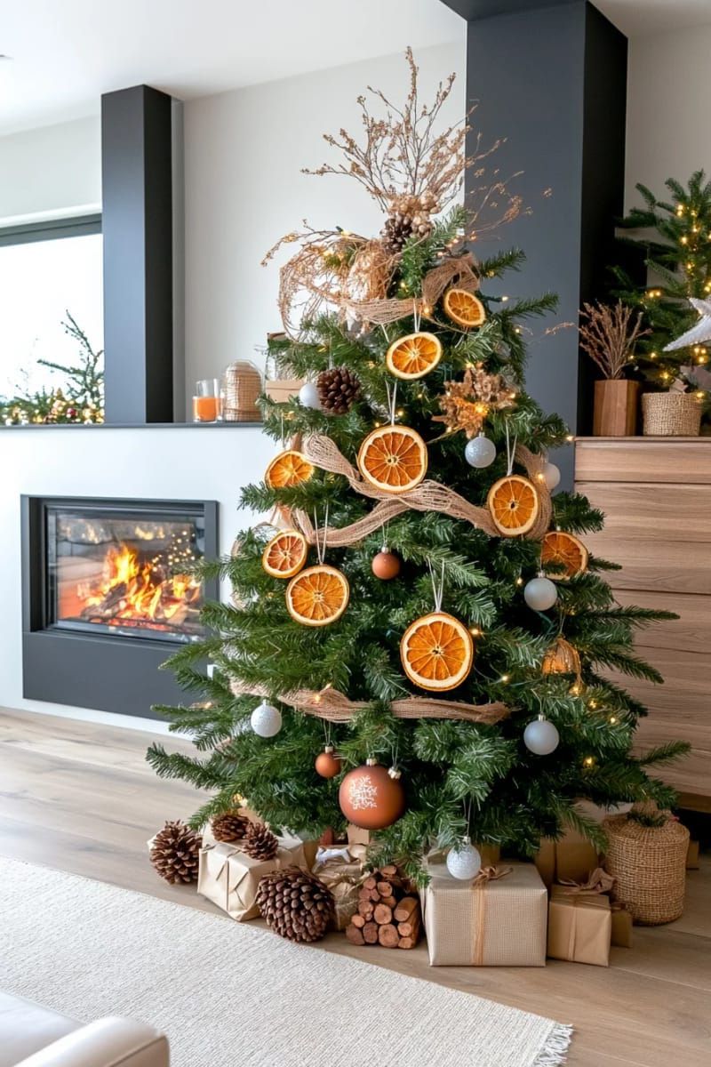 dried orange slices and cinnamon sticks for fragrant, natural christmas tree decor 1